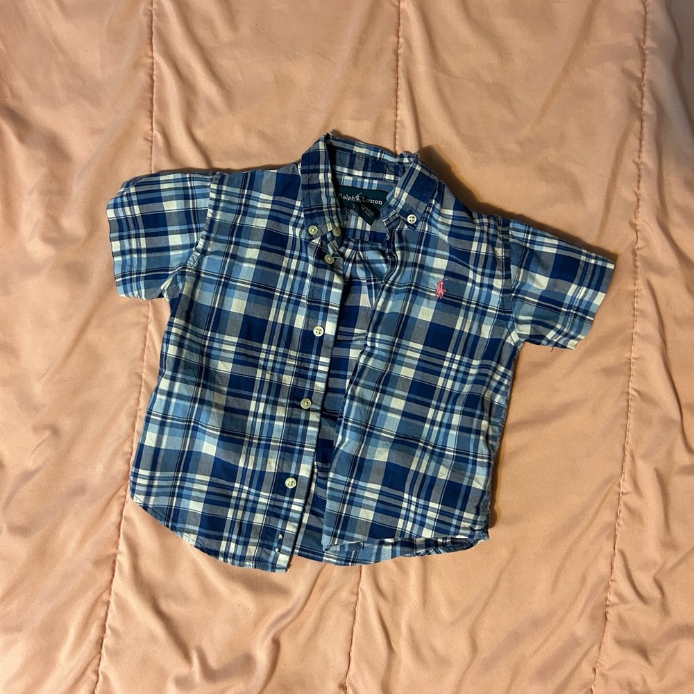 Ralph Lauren blue short-sleeved button-up shirt